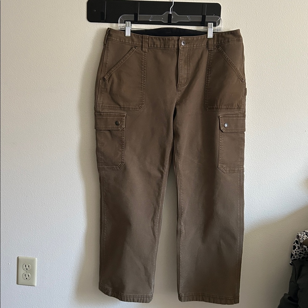 Duluth Trading Vintage Women Flex Fire Hose Brown Cargo Work Pants ..16X29